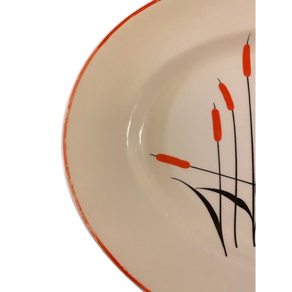 Camwood Ivory Universal-Cambridge Red Cattails Oval Serving Platter A72-1C - Picture 2 of 7